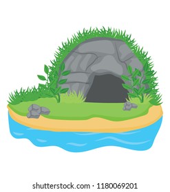 
An island in with a cave, island cave 
