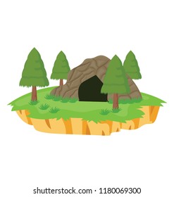 
An island in with a cave, island cave 
