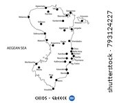 Island of Chios in Greece map art on white background