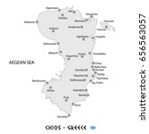 island of chios in greece white map art illustration