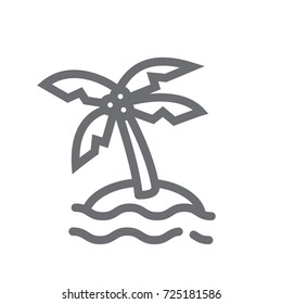 Island with coconut tree icon vector. Island with coconut tree outline style design