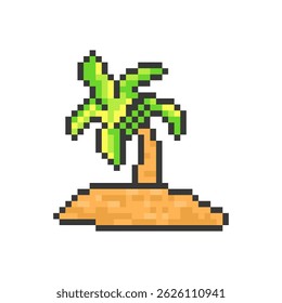 island coconut tree pixel art