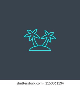 island concept blue line icon. Simple thin element on dark background. island concept outline symbol design from Beach set. Can be used for web and mobile UI/UX