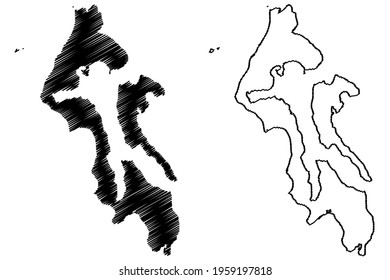 Island County, State of Washington (U.S. county, United States of America) map vector illustration, scribble sketch Island map