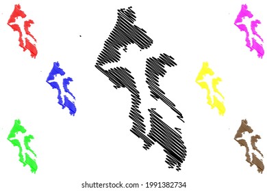 Island County, State of Washington (U.S. county, United States of America) map vector illustration, scribble sketch Island map