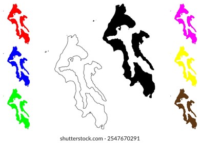 Island County, State of Washington (U.S. county, United States of America, USA, U.S., US) mapa ilustração vetorial, esboço de rabisco Mapa da ilha