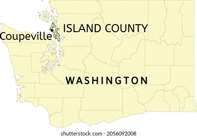 Island County and town of Coupeville location on Washington state map