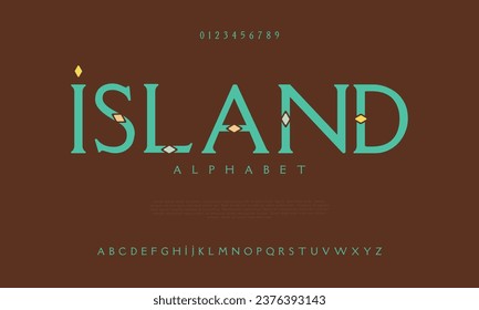 Island creative modern urban alphabet font. Digital abstract moslem, futuristic, fashion, sport, minimal technology typography. Simple numeric vector illustration