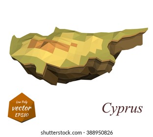 Island Cyprus in the low poly style. Vector illustration
