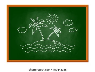 Island drawing on blackboard