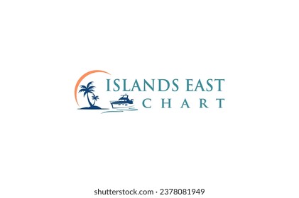 island east logo with palm tree and chart vector illustration