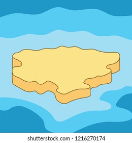Island empty on the blue background stroke brown