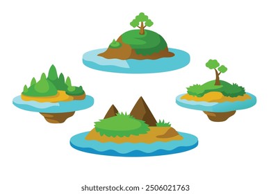 island featuring Vector illustration set on white background