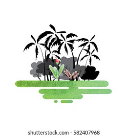 The island is filled with trees.vector illustration design.