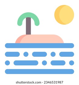 Island in flat icon. Beach, sea, vacation, holiday, summer