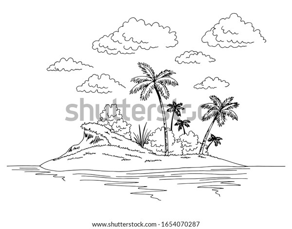 Island Graphic Black White Landscape Sketch Stock Vector (Royalty Free ...