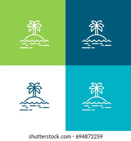 Island green and blue material color minimal icon or logo design