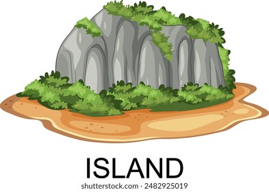 An island with greenery and rocky cliffs