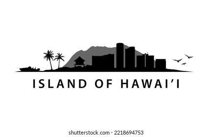 Island of Hawai'i American State in USA Skyline Landscape Vector Graphic