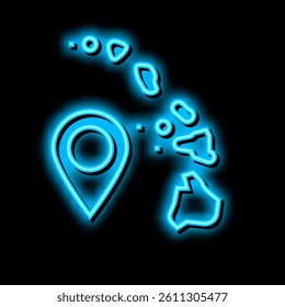 island hawaii map location neon light sign vector. island hawaii map location illustration