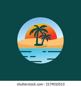 Island Holiday Vector Logo Design