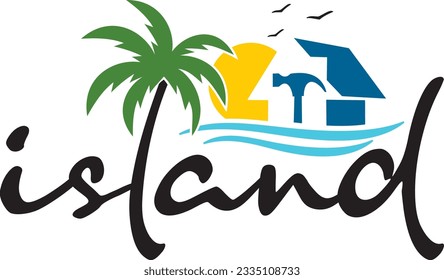 Island Home Repair Renovation Construction Logo Design