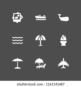 island icon. 9 island set with sunbed, holiday, beach and ocean vector icons for web and mobile app