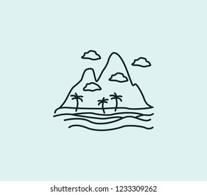 Island icon line isolated on clean background. Island icon concept drawing icon line in modern style. Vector illustration for your web mobile logo app UI design.