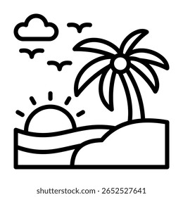 Ilustração do vetor de linha de ícone de ilha
