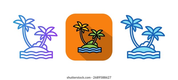 Island Icon Multiple Vector Illustration