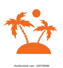 Island icon with palms and sun. Vector Illustration.