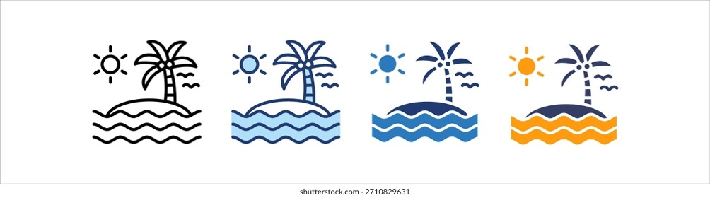 Island Icon Set Multiple Style Collection