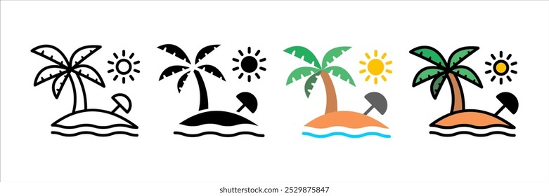 Island icon set. Tropical Island Palms sign. for mobile concept and web design. vector illustration on white background