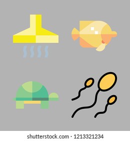 island icon set. vector set about turtle, extractor hood, sperm and beach icons set.