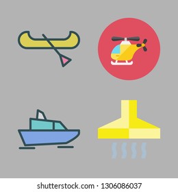 island icon set. vector set about extractor hood, boat, helicopter and yatch icons set.