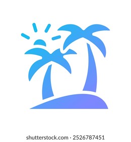 Island Icon solid gradient blue summer beach symbol illustration vector element symbol perfect.