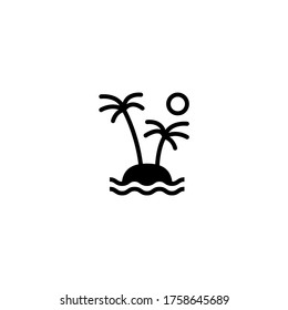 Vector de icono de isla en glifo plano negro, estilo relleno aislado en fondo blanco