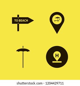island icon. island vector icons set beach direction, beach umbrella, beach location and hotel location