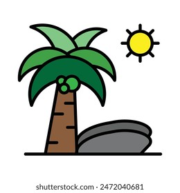 Icono de la isla, Ilustración vectorial, estilo lleno, mejor utilizado para el Web