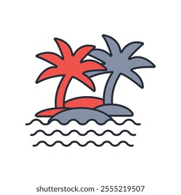 island icon. vector.Editable stroke.linear style sign for use web design,logo.Symbol illustration.