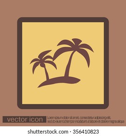 island icons. symbol of the island with palm trees. icon holiday