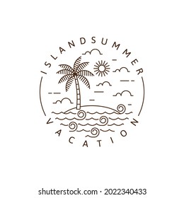 Island illustration monoline or line art style vector