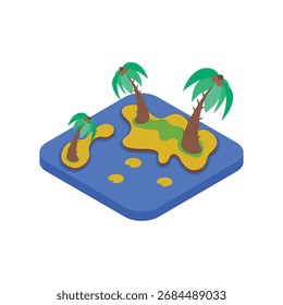 Ilustración de estilo de Vector isométrico de isla 
