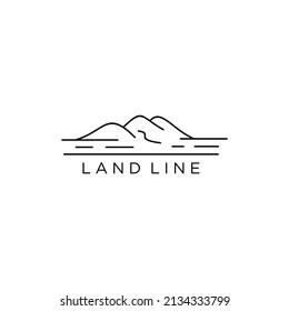 Island Lake Beach Sea Ocean with Mountain Peak Hill logo design inspiration