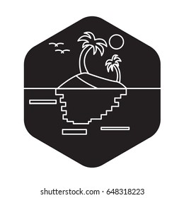 island landscape icon flat black