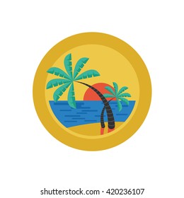 Island Landscape Illustration - Flat Icon