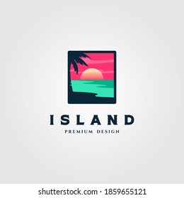 island landscape logo vector illustration design