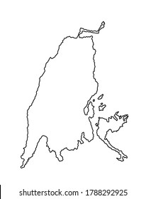 Isla de Lefkada en Grecia silueta de contorno de línea vectorial aislada en fondo blanco. Isla Jónica, paraíso griego.
