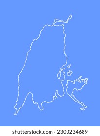 Isla de Lefkada en Grecia mapa vectorial de la silueta de contorno aislado en fondo azul. Isla Jónica, paraíso griego.