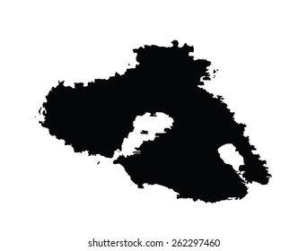 Island of Lesvos in Greece map, vector map isolated on white background. High detailed silhouette illustration.